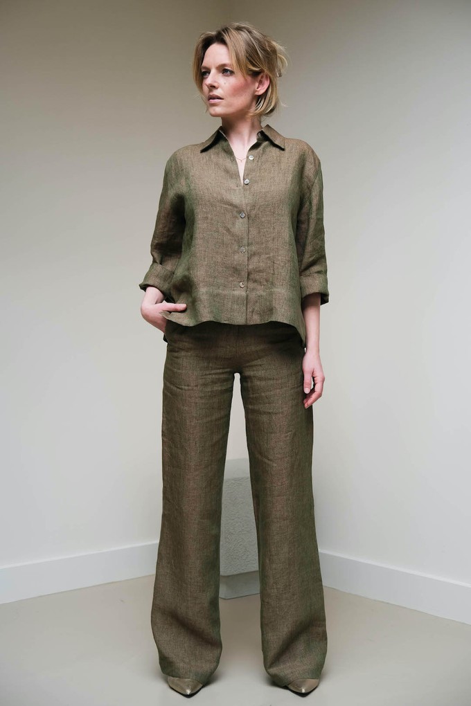 Slow Fashion Broek | Linnen Olijfgroen Melange from Sûr Atelier