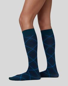 2-pack Franka Check & Solid Knee Highs via Swedish Stockings