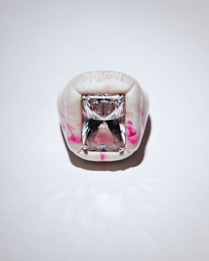 terrible studio*monthly schedule recycled plastic stone ring_pink from terrible studio
