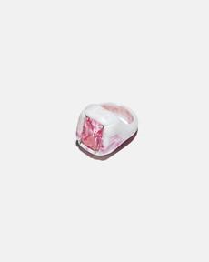 terrible studio*monthly schedule recycled plastic pink stone ring_pink van terrible studio
