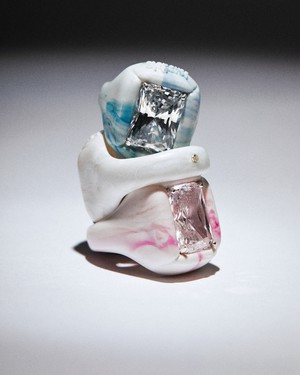 terrible studio*monthly schedule recycled plastic stone ring_blue from terrible studio