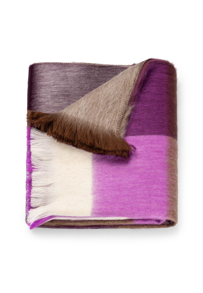 Alpaca Loca Sjaal Blocked Plum Purple, Wine Red, Ivory, Brown from The Blind Spot