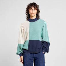 Sweater Knitted Rutbo Blocks Green via The Blind Spot