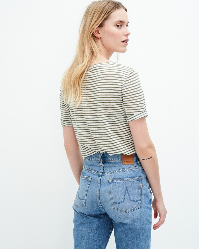 T-shirt Olivia Striped Sage Green from The Blind Spot
