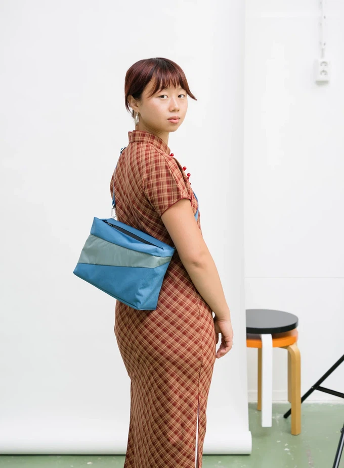 Susan Bijl | The New Bum Bag Dark Petrol & Grey Medium from The Blind Spot