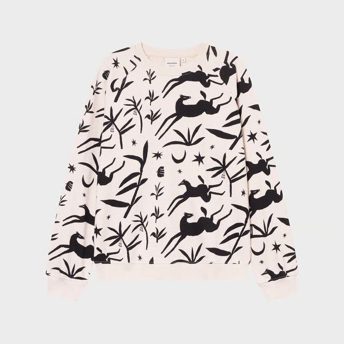 Dedicated | Sweater Ystad Papercut Horses Oat White from The Blind Spot