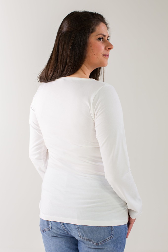 Organic Long Sleeves Breastfeeding Top in White from The Bshirt