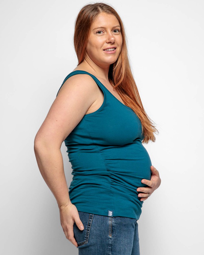 Maternity Vest Top in Teal Organic Cotton from The Bshirt