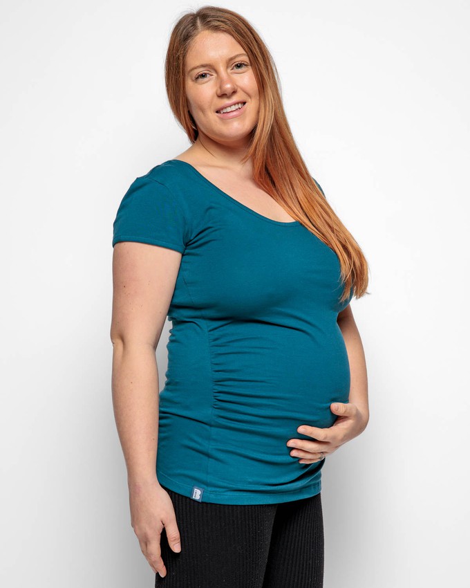Maternity Tshirt Top in Teal Organic Cotton from The Bshirt
