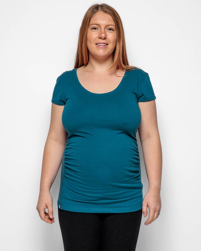 Maternity Tshirt Top in Teal Organic Cotton from The Bshirt