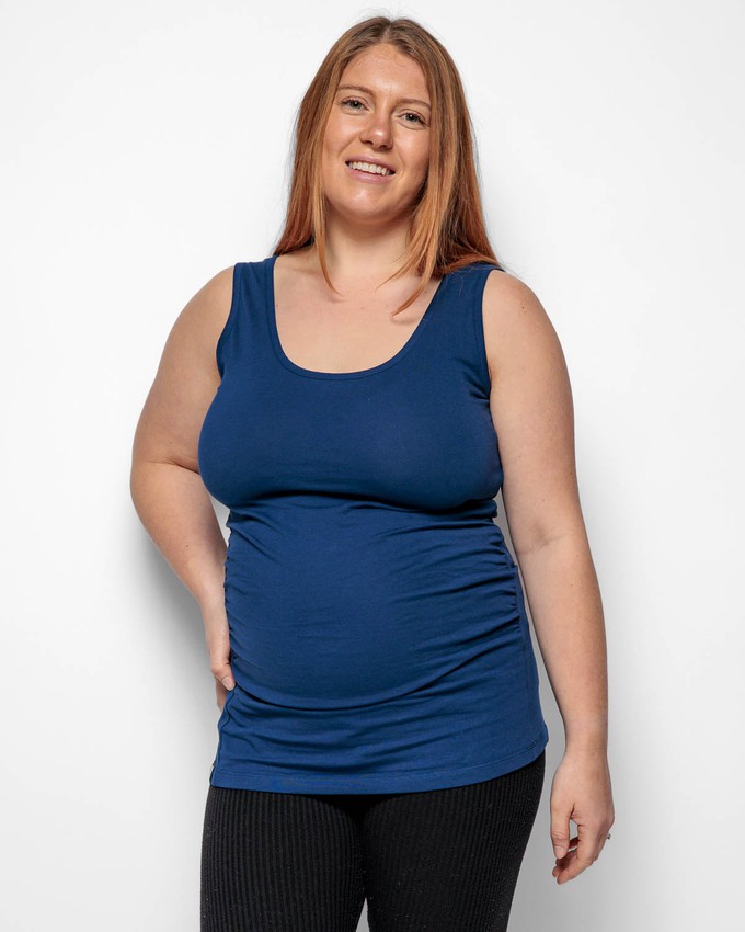 Maternity Vest Top in Navy Organic Cotton from The Bshirt