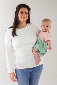 Organic Long Sleeves Breastfeeding Top in White van The Bshirt