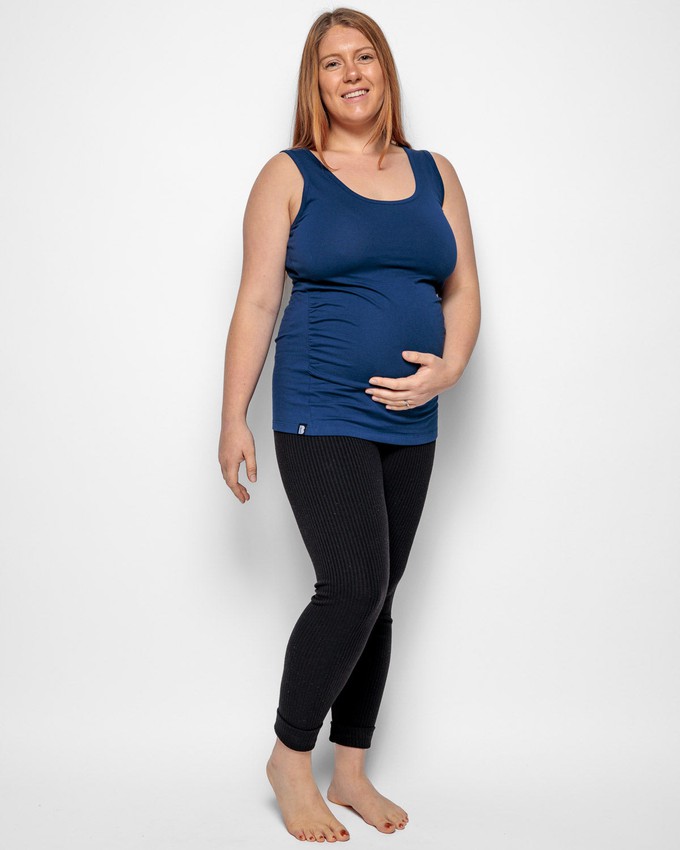 Maternity Vest Top in Navy Organic Cotton from The Bshirt