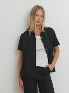 Black Short-Sleeve Cotton & Linen Shirt   | By Signe via The Collection One