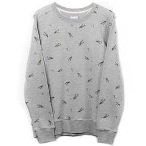 Sweatshirt - biologisch katoen - vliegende vrouw vissen en haakjes - Grijs melange from The Driftwood Tales