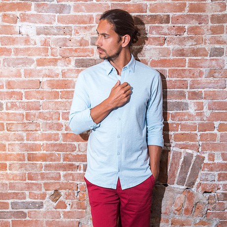 Overhemd - Biologisch katoen - licht blauw - verborgen button down from The Driftwood Tales