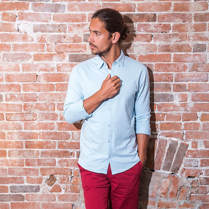 Overhemd - Biologisch katoen - licht blauw - verborgen button down from The Driftwood Tales