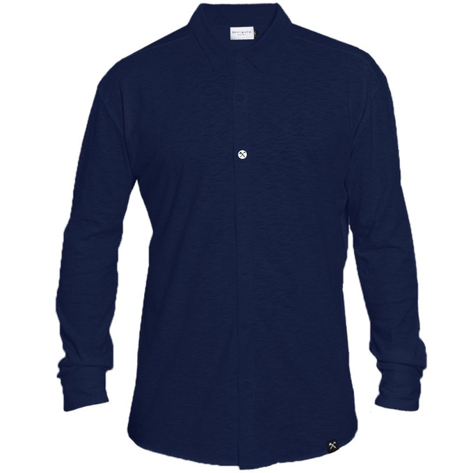 Shirt - Organic cotton - navy blue - hidden button down from The Driftwood Tales