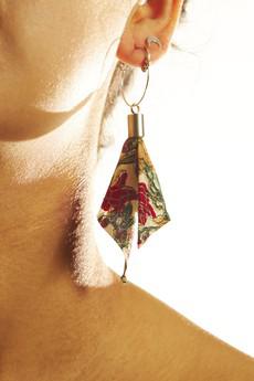 Upcycled earrings - Golden Flower via The Garland Stories