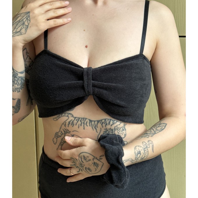 Black Fuzzy Velour Scrunchie from TIZZ & TONIC