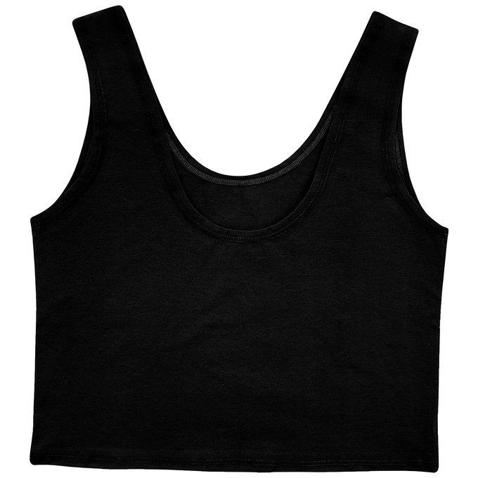 Jet Black Organic Cotton Cropped Tank Top from TIZZ & TONIC