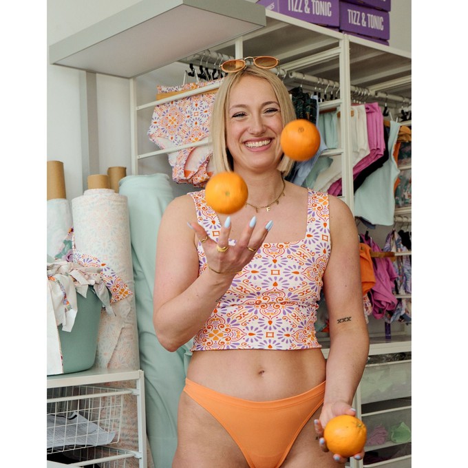 Mediterranean + Apricot Supima Cotton Reversible Tank Top from TIZZ & TONIC