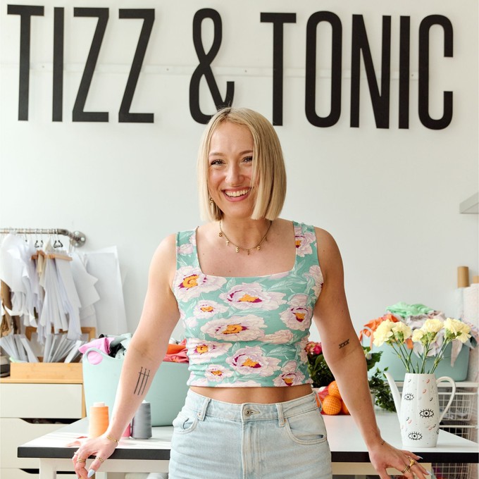 Blossom + Baby Blue Supima Cotton Reversible Tank Top from TIZZ & TONIC