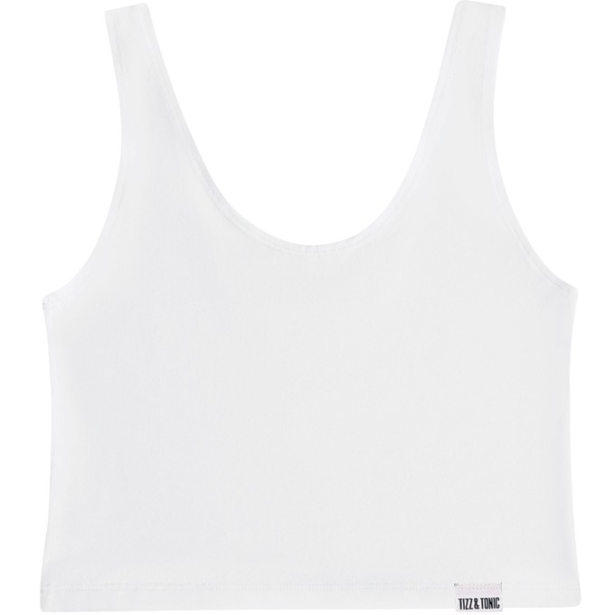 White Organic Cotton Cropped Tank Top from TIZZ & TONIC