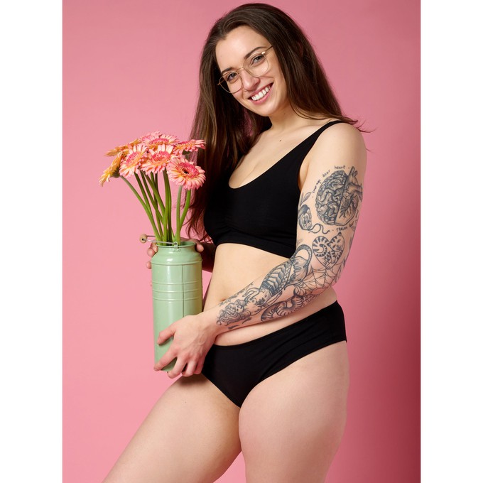 Jet Black Organic Cotton Cheeky Panty from TIZZ & TONIC