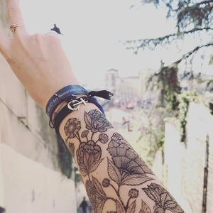 Rosary - Black Floral sleeve - temporary tattoo from Treasures-Design