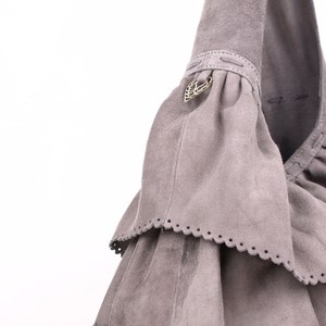 Faiga - grey suede layered frills bag from Treasures-Design