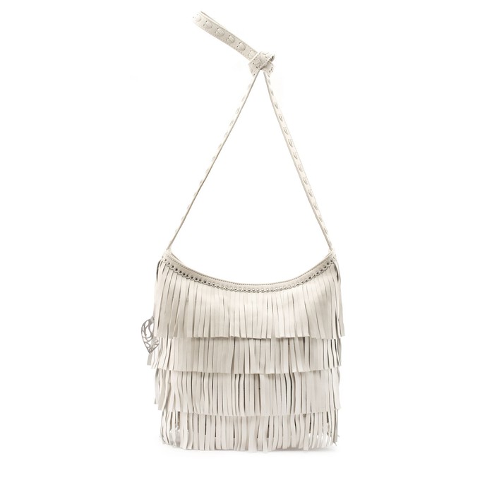 Luna leather fringebag crossbody - Ivory white from Treasures-Design