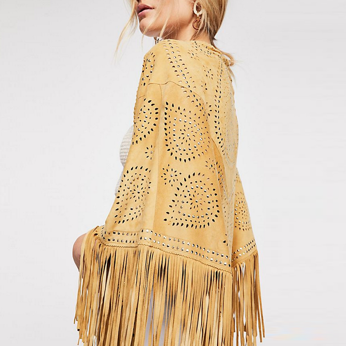 Ruby large suede fringe wrap with studs - Marygold from Treasures-Design