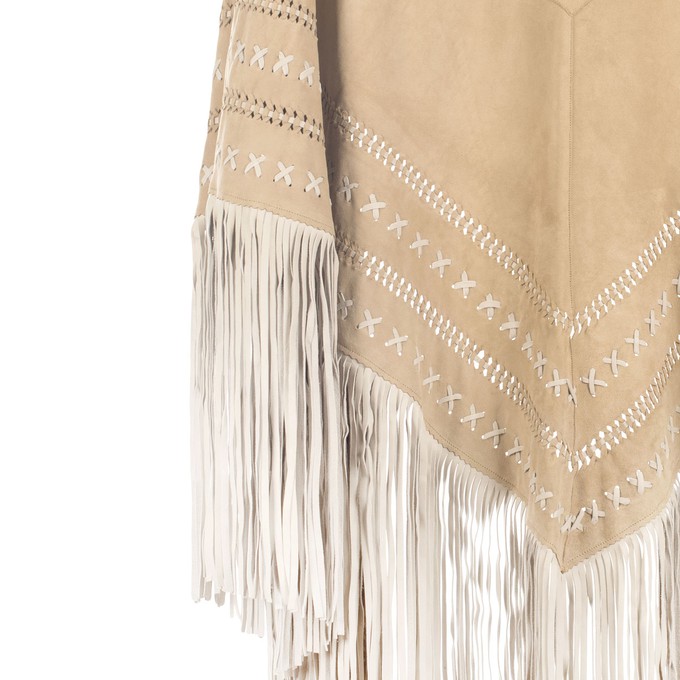 Nadine extra large suede fringe wrap - beige from Treasures-Design