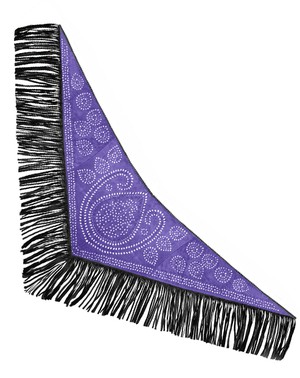 milla suede fringe wrap - violet - black leather fringes from Treasures-Design