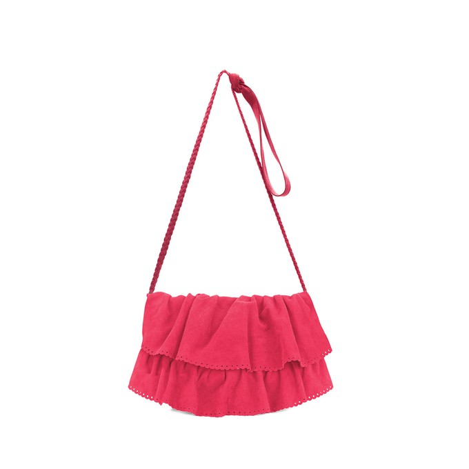 Tara - layered suede boho crossbody bag - cherry from Treasures-Design