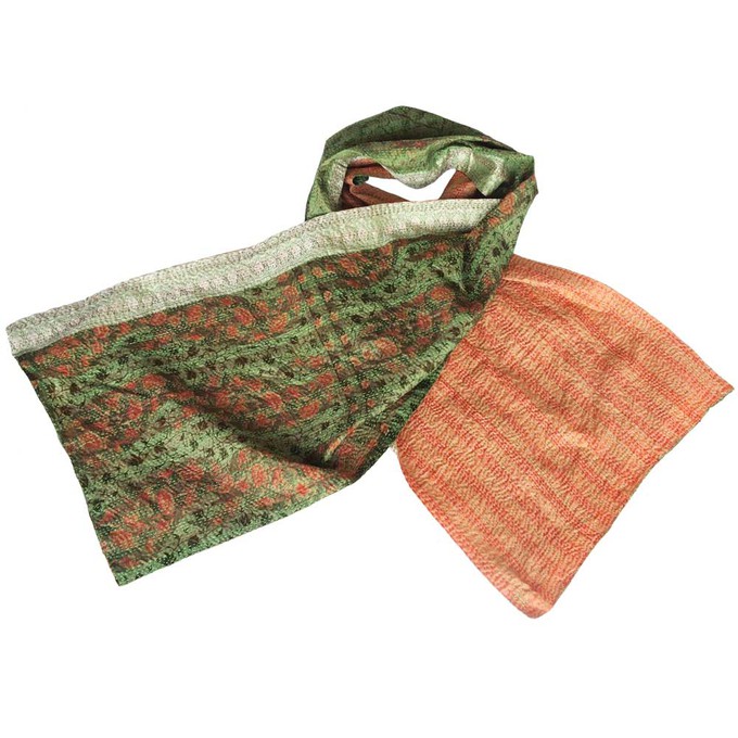 Kantha sjaal van zijden sari’s groot | phasala from Tulsi Crafts