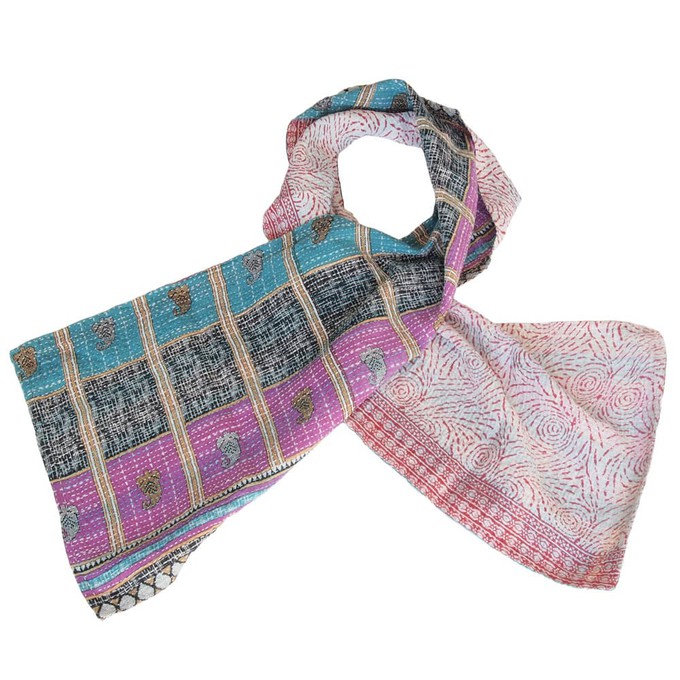 Kantha sjaal van katoenen sari’s | jamdani from Tulsi Crafts