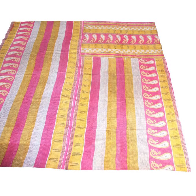 Kantha deken van katoenen sari’s groot | paya from Tulsi Crafts