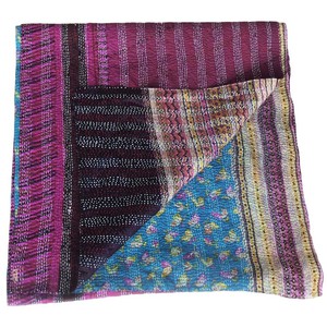 Kantha sjaal van zijden sari’s groot | kalina from Tulsi Crafts