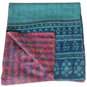 Kantha sjaal van zijden sari’s groot | sindhu from Tulsi Crafts