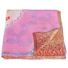 Kantha deken van zijden sari’s groot | sakura van Tulsi Crafts