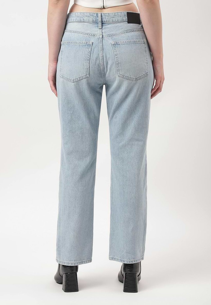 Re.Street Multi-Pocket | Hellindigofarbene, verkürzte, gerade Jeans mit hohem Bund from Un Denim