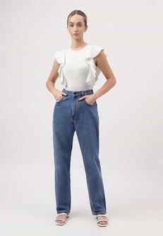 Re.Street Rebel | Dunkle Indigo-Jeans mit hohem Bund und normalem Slim-Fit via Un Denim