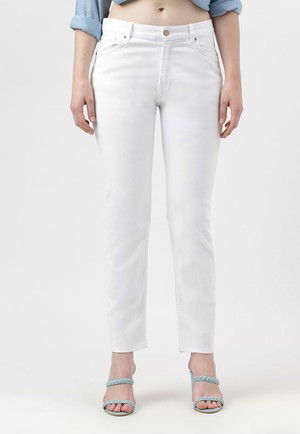 Unüberschüssiges Versprechen | Weiße, mittelhohe, gerade Jeans mit normaler Passform from Un Denim