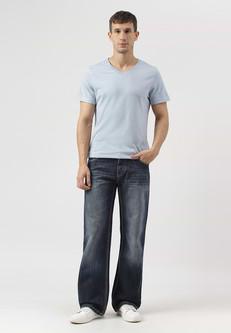 Unüberschüssiges Versprechen | Mittelindigofarbene, mittelhohe Baggy-Jeans via Un Denim