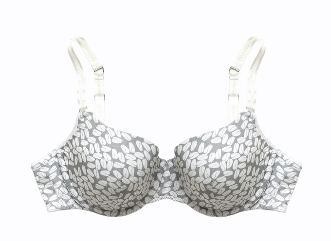 Underwired half cup padded bra - Coffee Nata print Silver from Undercharments