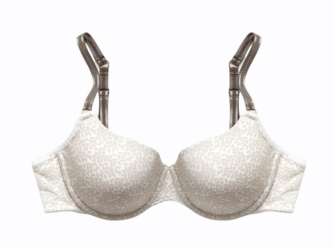 Underwired half cup padded bra - Coffee Nata print Champagne from Undercharments