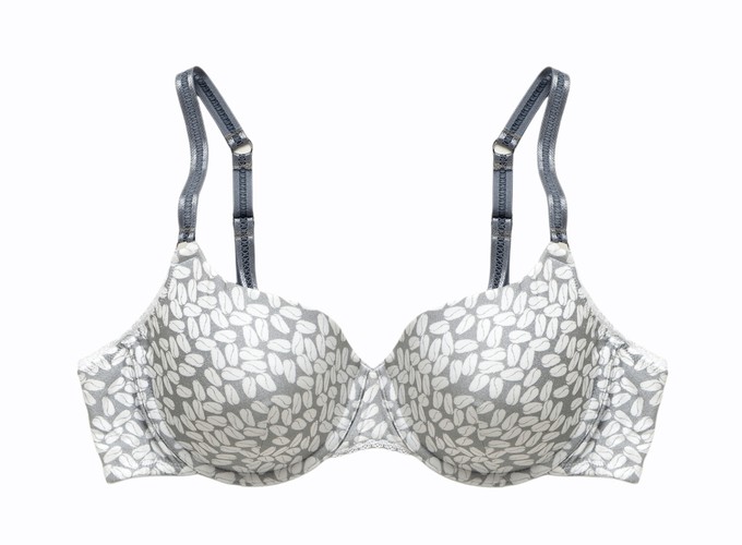 Underwired half cup padded bra - Coffee Nata print Silver from Undercharments