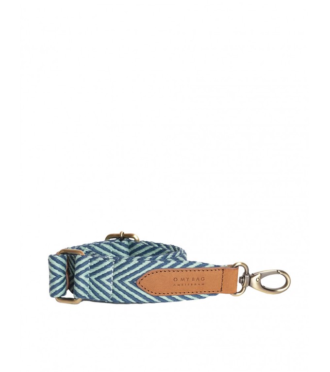 Herringbone Webbing Strap - Jade & Cognac Classic Leather from UP TO DO GOOD